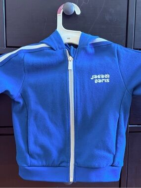 Jacadi Blue Hooded Zip Jacket with White Trim